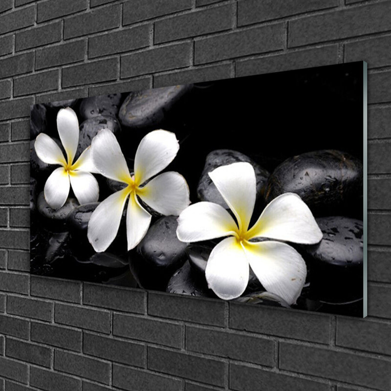 Floral Flower Stones - No Frame Print on Glass