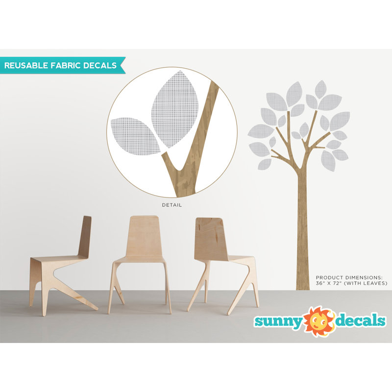Adhésif décoratif arbre moderne, Gris
