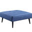 Tissu bleu et convertible au lit, structure intérieure en bois, pattes arrières Kd, housses de coussin amovibles, profondeur de siège de 54 po, hauteur réglable de 20 po avec siège à ressorts ensachés, couchette, oreillers inclus, bouton en métal,