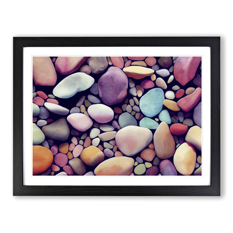 Colourful River Pebbles Vol.1 - Single Picture Frame Print, Black Framed, 34cm H x 46cm W x 2cm D