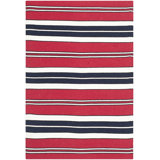 Flatweave Striped Area Rug in Red/Black