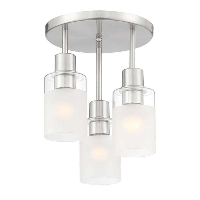 Archiebald Glass Semi Flush Mount, Brushed Nickel