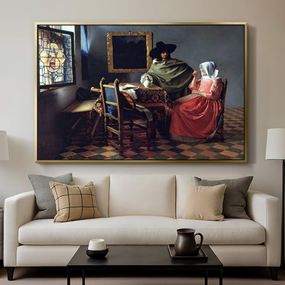 Le verre de vin, v. 1660 - Toile tendue avec châssis encadrée, galerie John Vermeer