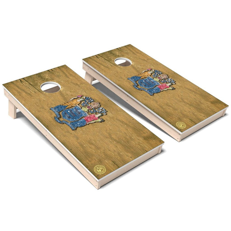 Ensemble de planches de cornhole en polychromie toutes saisons en New Jersey State Flag, Ajouter un étui de transport