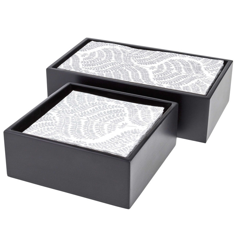 Lacquer Napkin Holder, Black, 2.2" H x 6" W x 6" D