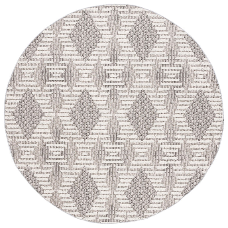 Tapis gris / ivoire Global 420, Rond 6 pi 7 po