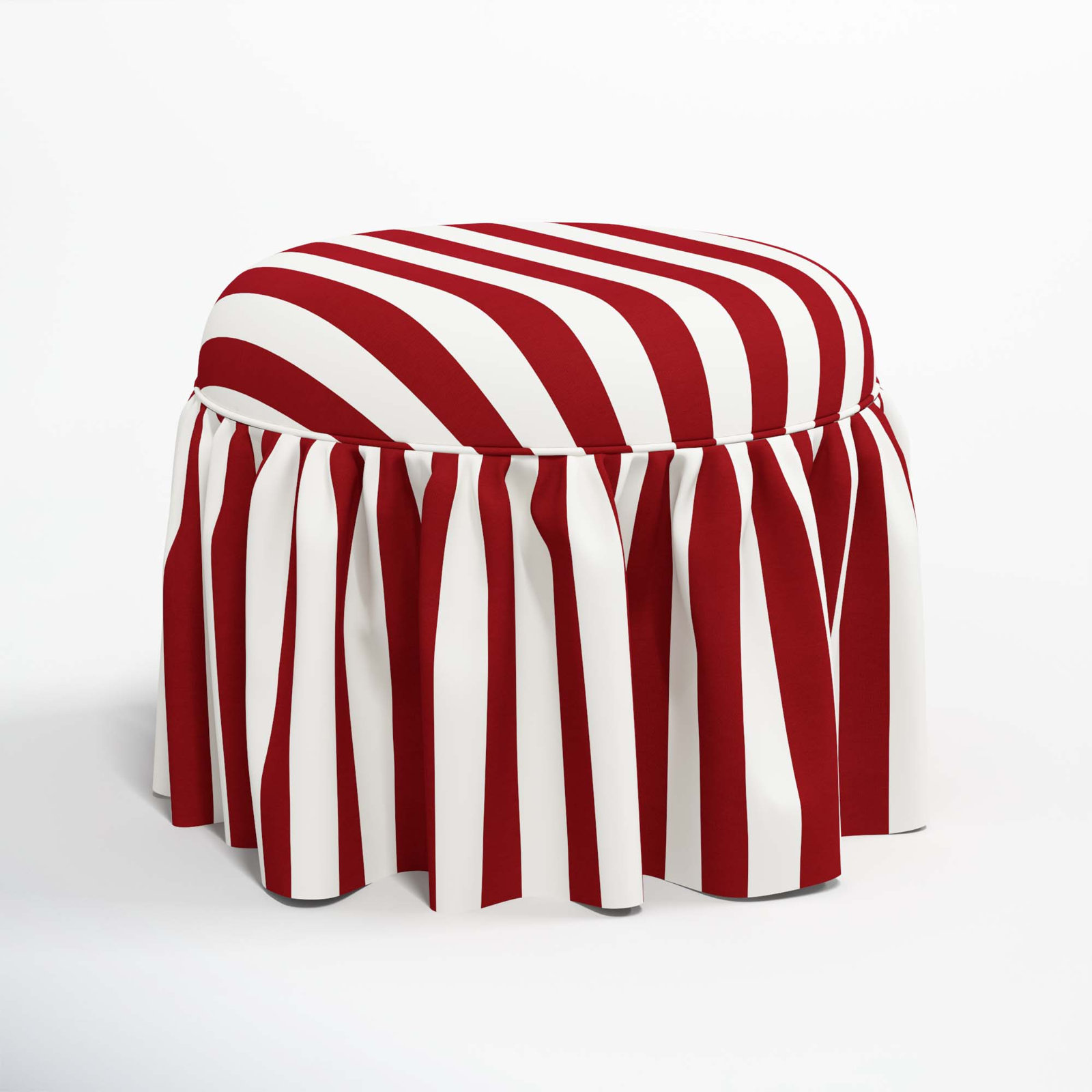 Jebb Upholstered Ottoman, Canopy Stripe Red