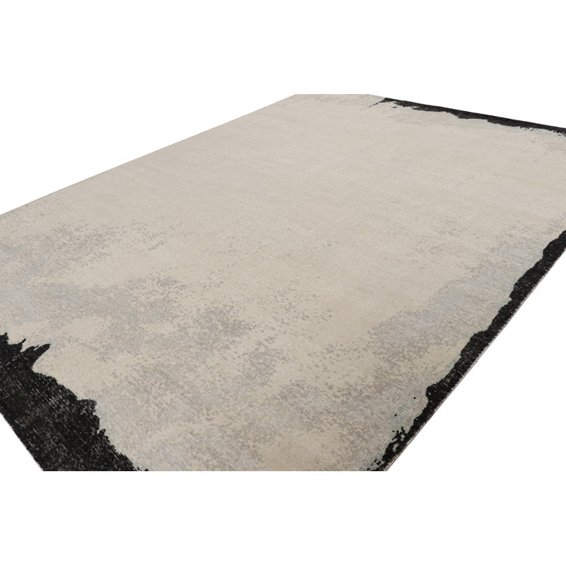Rug & Kilim’S Modern Distressed Abstract Rug In Beige, Gray And Black Tones