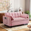 Canapé moderne en velours, canapé-lit convertible 3 en 1, petite causeuse de 55 pouces avec dossier, canapé-lit avec coussin, poches, mobilier de salon, rose