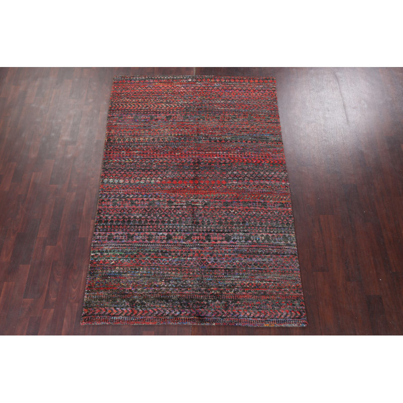 Tapis oriental abstrait fait à la main 6 x 8