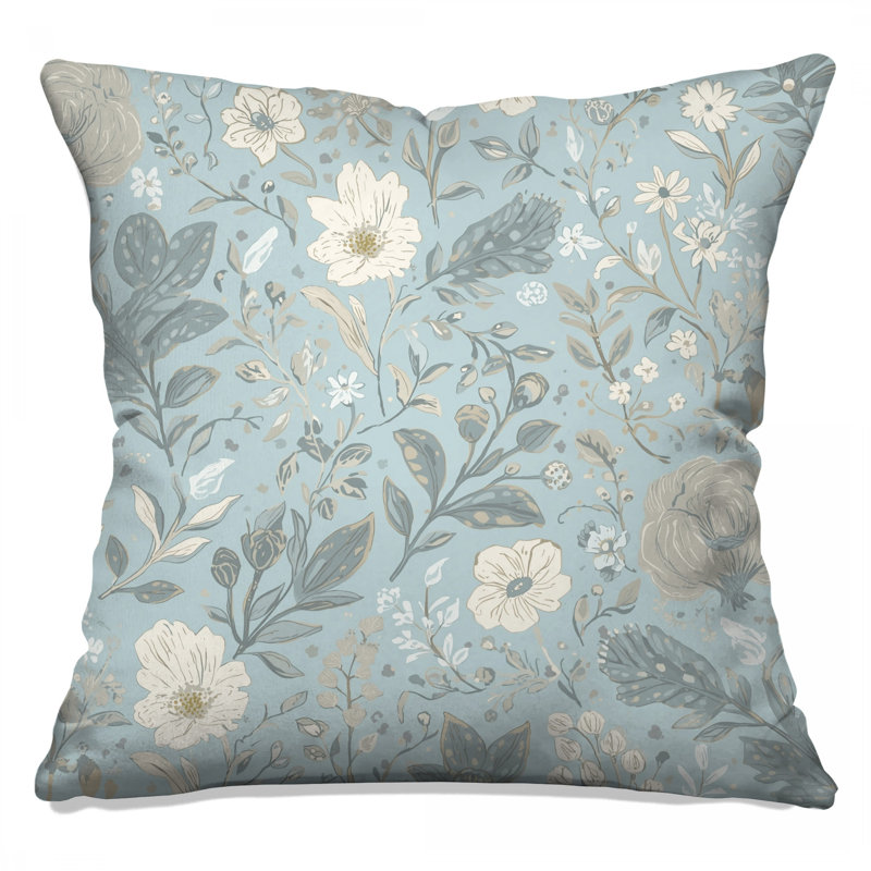 Coussins décoratifs bleus à motif floral, 14 X 14 pouces