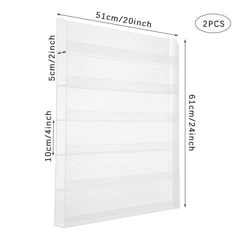 6 Tiers Nail Polish Display Storage Racks Wall Mounted  Rectangular Acrylic Display Rack