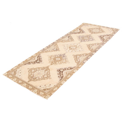 Tapis de couloir unique en laine noué à la main style années 1990 de 4 pi 2 po x 12 pi 3 po Morihisa