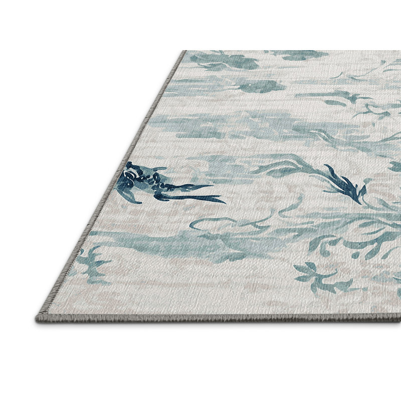 Machine Washable Gray Area Rug, Round 8'