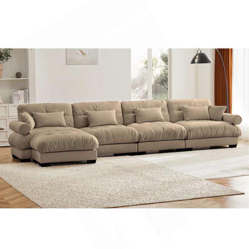 Super Comfort Oversized Modular Sectional Sofa Couch With Movable Ottoman,Corner Sectional With Bolstered Armrests, Deep Seat Cloud Couch, Convertible L Shaped Couch