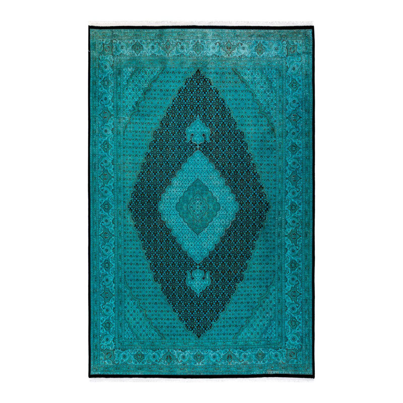 Tapis unique bleu 6 pi 6 po x 10 pi 1 po Yozelin