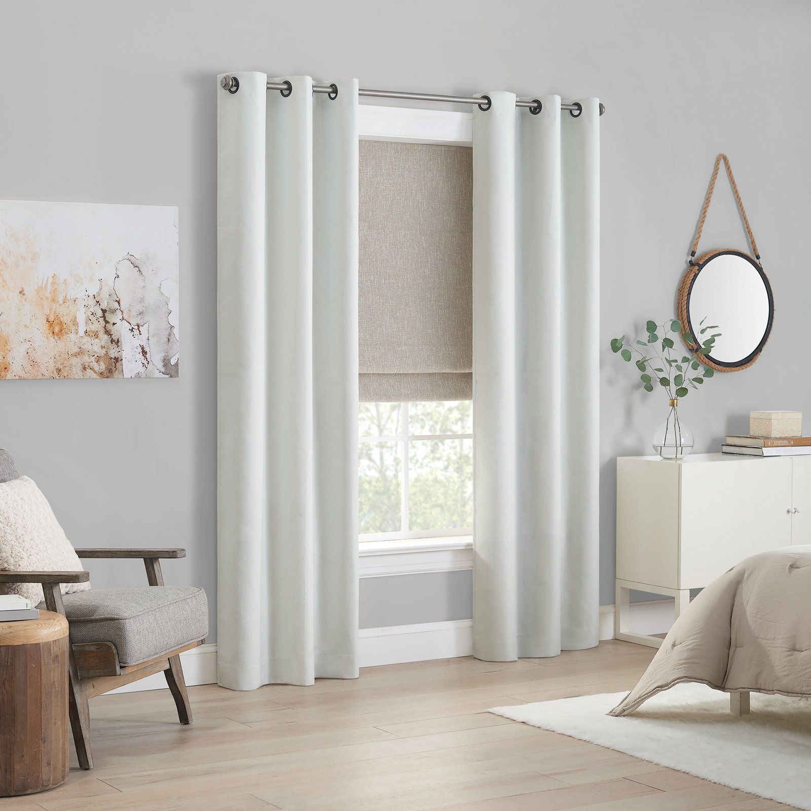 Eclipse Drew Blackout Roman Shade, Linen, 36"W x 64"L