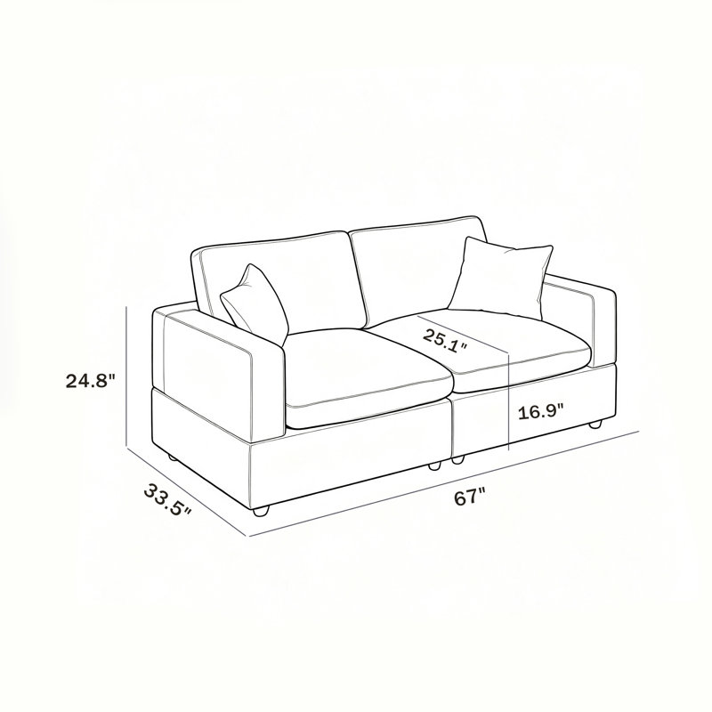  Canapé modulaire rembourré 67 po Janse, 2, Beige