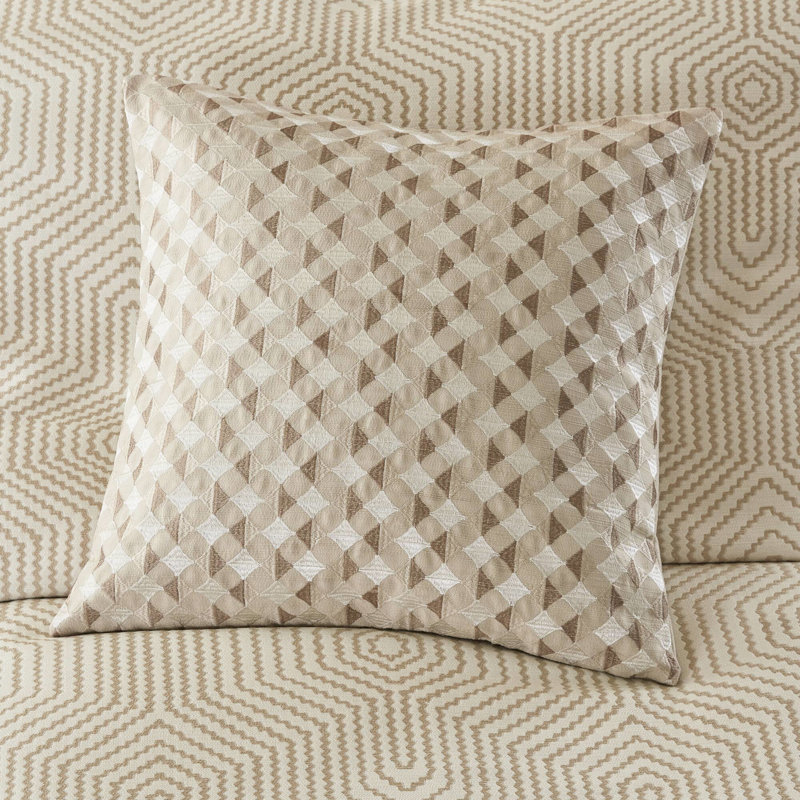 9 - Piece King Abstract Comforter , Tan And , Subtle Sheen Hand Guided Textures