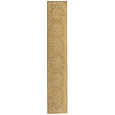 Hand-Knotted High-Quality Gold and Ivory Runner