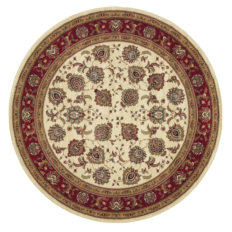 Tapis rouge / ivoire Shelburne, Rond 8 pi