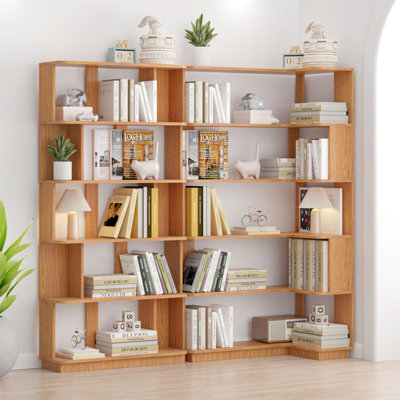 90 Cm Space Saving Corner Bookshelf + 80 Cm Bookcase Extendable Free Combination, Set Of 2 Display Shelf, Dark OAK Color And Other 4 Colors For Option, Freely Combined And Matched Furniture