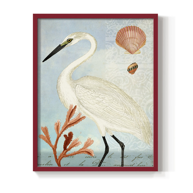 Blue Heron, reproduction encadrée - bois massif, H 21 po x l 17 po, Rouge