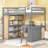 Loft Bed with L-Shaped Desk and Storage Bookcase-152132128-152132135