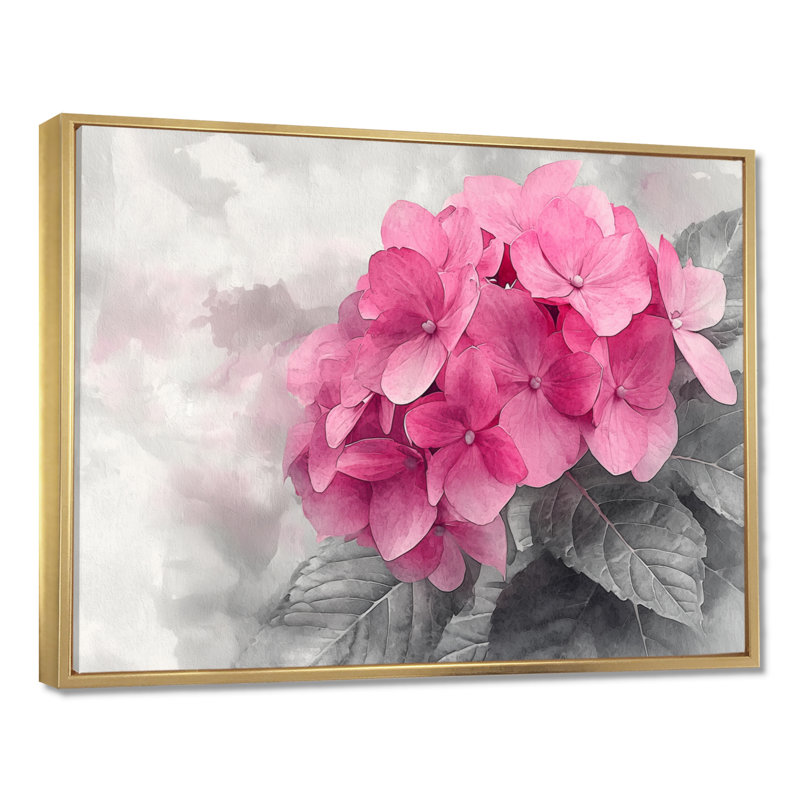 Keziah - Floral Wall Art, Floater Framed Print, 30" H x 40 W, Gold