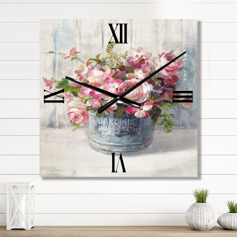 Maison Des Fleurs III - Horloge murale maison de campagne, Moyen