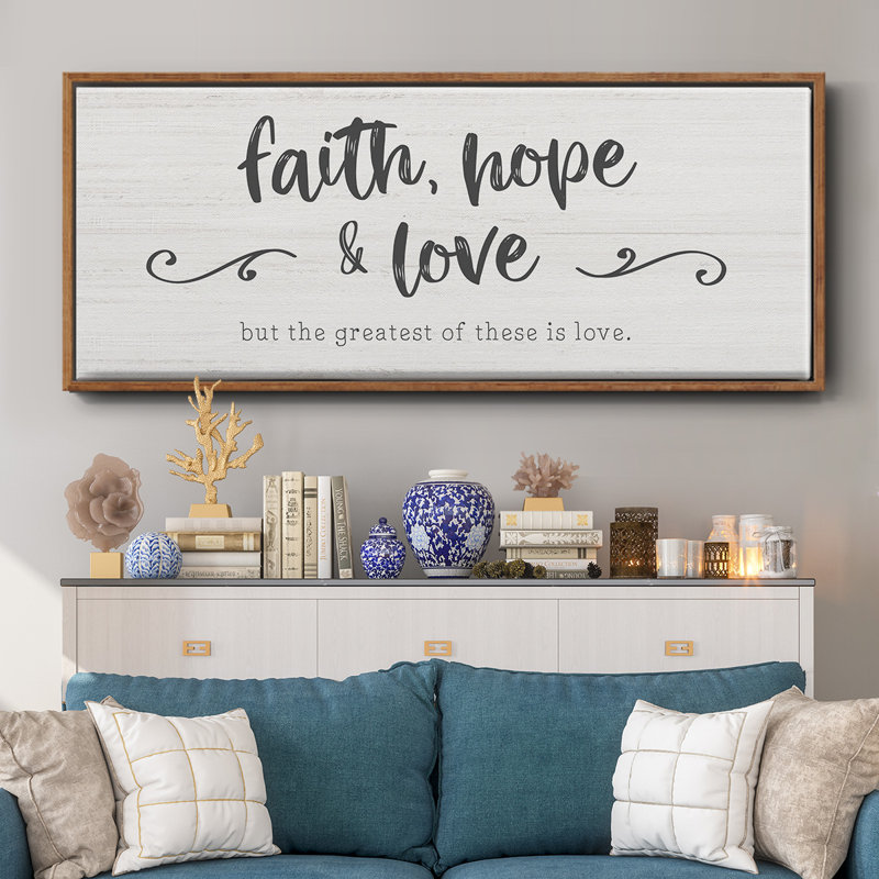 «Greatest is Love», toile encadrée, H 20 po x l 50 po