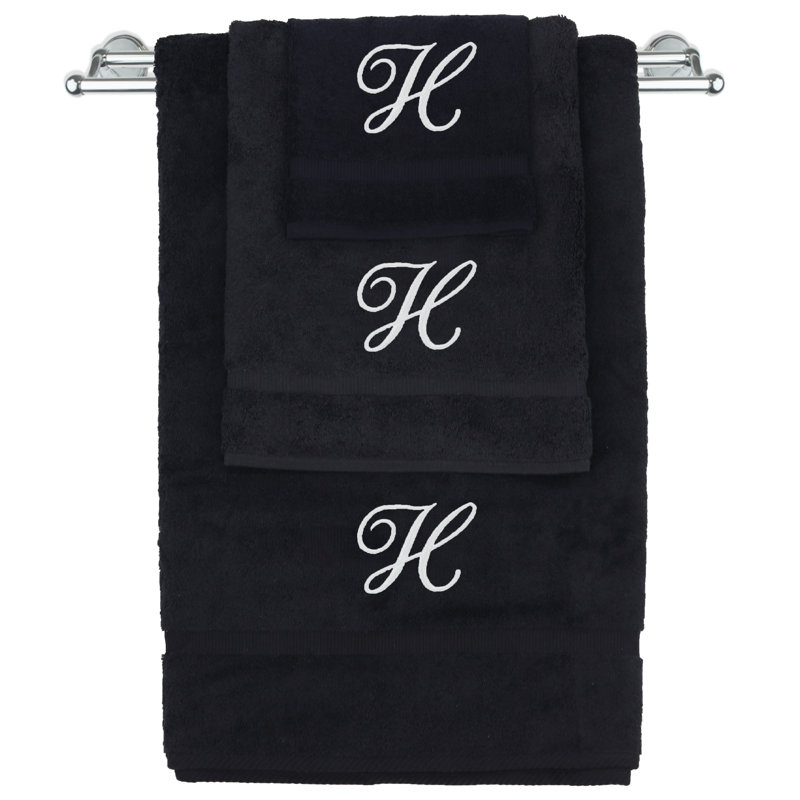 Ensemble de serviettes Marcelline, Noir / blanc, H