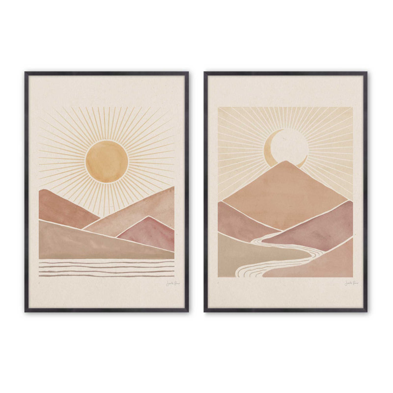 Ensemble de 2 pièces 2 pièces "Sunrise, Cadre en zinc patiné, H 21,25 po x l 17,25 po
