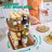 Wooden Spice Rack Organizer Lazy Susans Rotating Countertop 2 Tiered Display Shelf Kitchen Adjustable Height Spinning Spice Rack 11.8INCH Large Capacity Pine Wooden-2053652283
