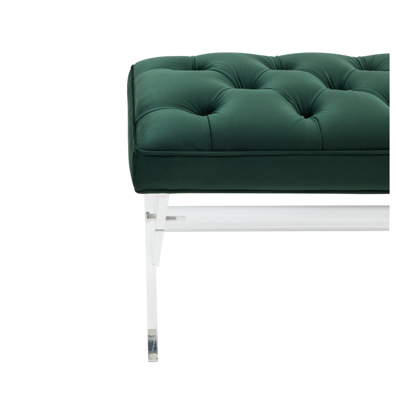 Bree Velvet Upholstered Bench, Forest Green