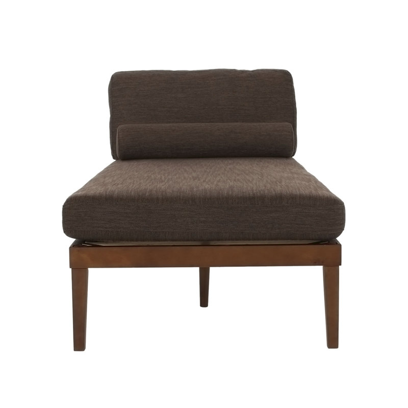 Chaise longue en tissu Sarom avec traversin, Tissu brun