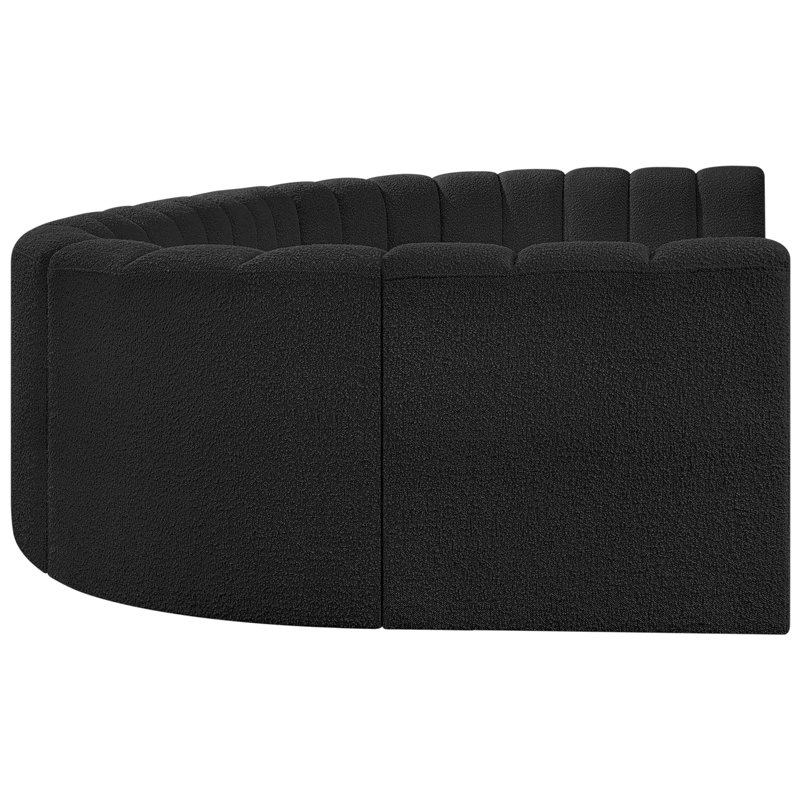 Canapé et méridienne rembourrés Kiriakos, Tissu bouclé noir