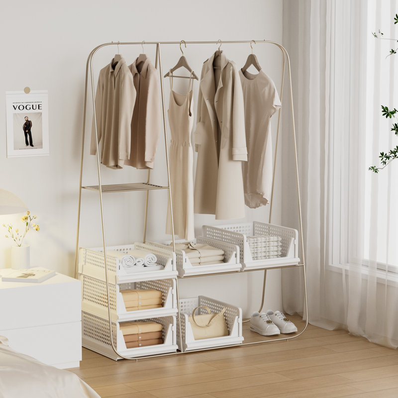 Panier de rangement empilable en plastique organisateur de placard de rangement pliable