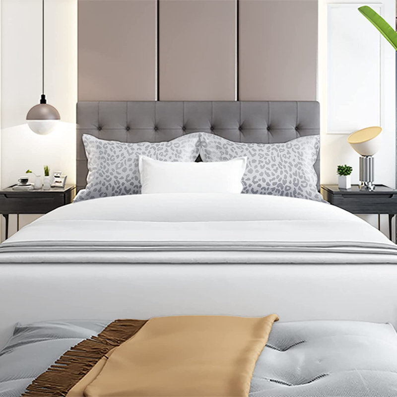 Ensemble de taies d'oreiller à imprimé léopard gris avec fermeture à enveloppe, Standard