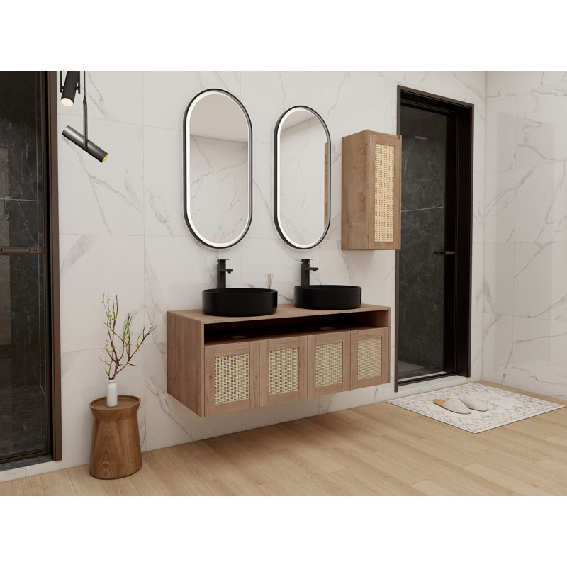 Meuble-lavabo de salle de bain - 48 po - Contreplaqué - 1 pièce - Standard - Chêne imitation