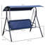 3 balançoires de patio avec auvent réglable et support robuste. Chaise d'extérieur bleu foncé pour le jardin, le patio ou la piscine. Structure en acier, capacité de 528 lb. 67,63 po de longueur x 43,07 po de largeur et 61,74 po de hauteur.