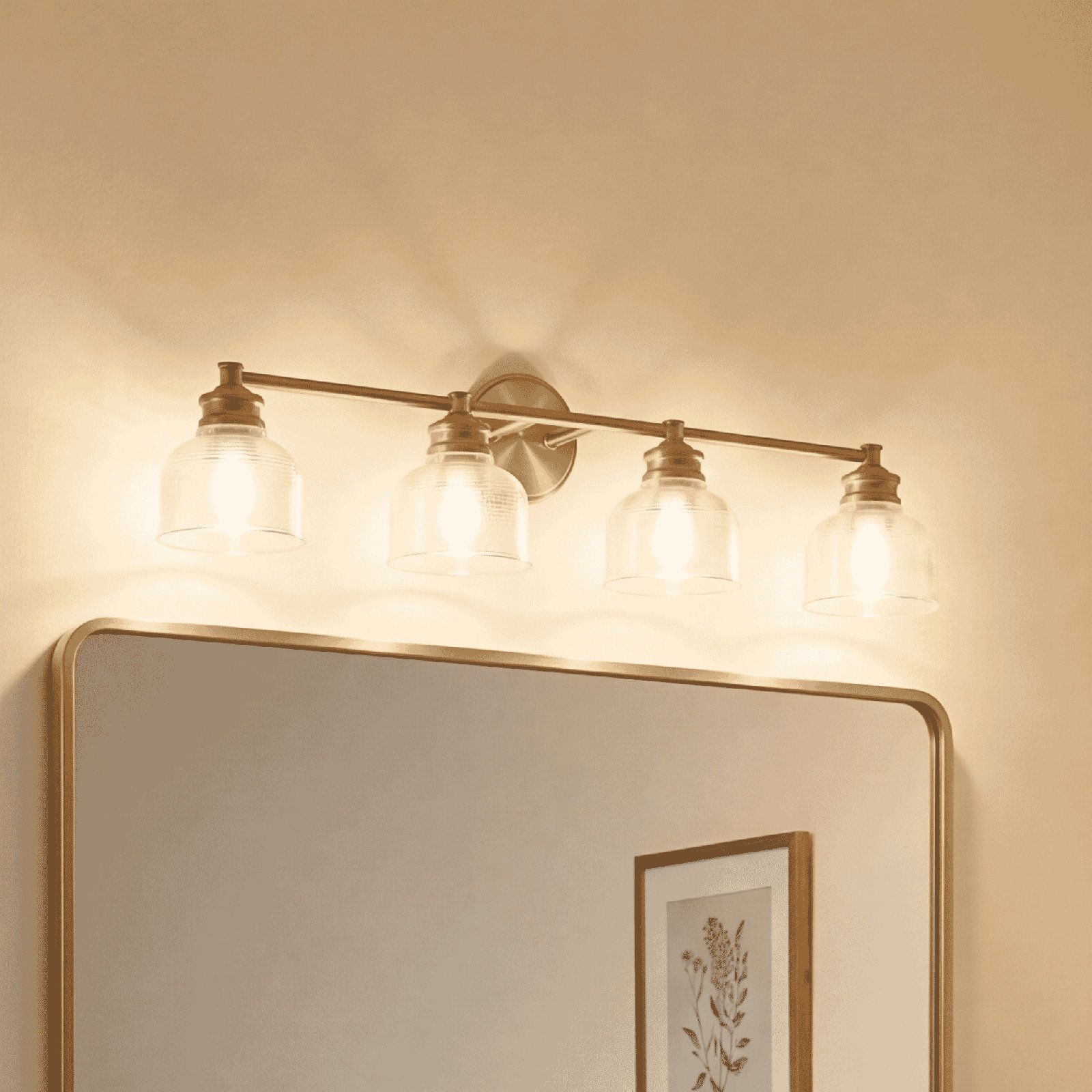 Besima 4 Light Hammered Dimmable Vanity Light, Brushed Nickel