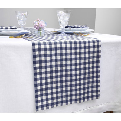 Gingham Checks - 100% Pure Linen Table Runner