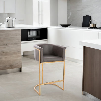 Upholstered Counter Stool with Metal Frame