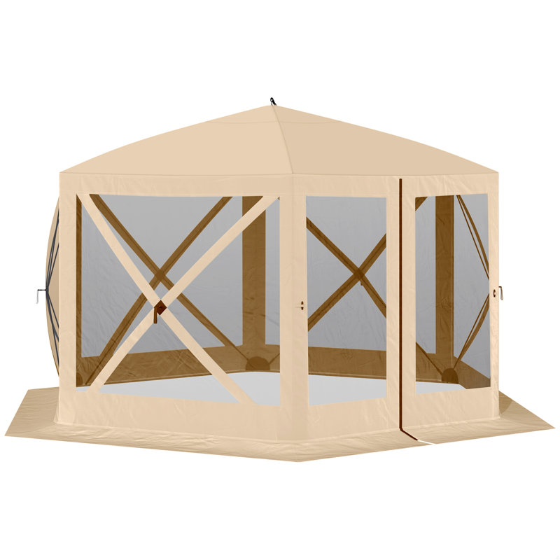 Hexagon Screen House, Pop Up Tent Portable Gazebo Canopy Shelter With Mesh Netting Walls, Carry Bag And Shaded Interior