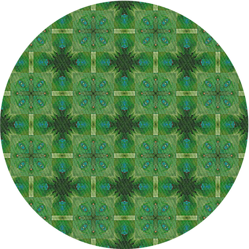 Tapis de zone verte à motif, Rond 4 pi