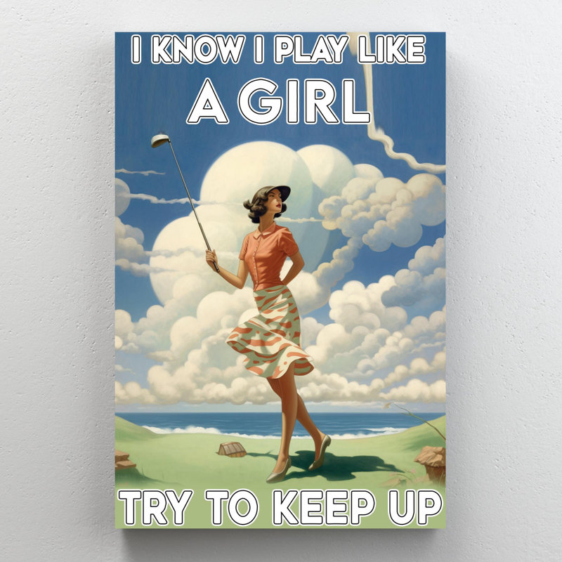«Golf Try To Keep Up», reproduction d'art graphique sur toile tendue 1 pièce, H 36 po x l 24 po x P 1,25 po