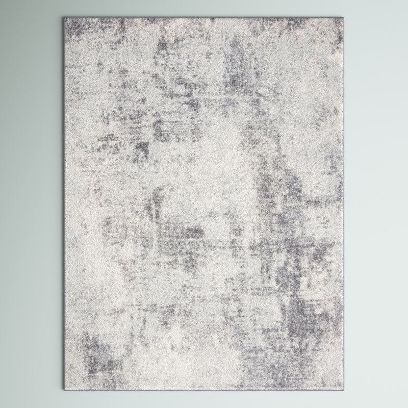 Tyra Ivory/Gray Area Rug, Rectangle 2' x 5'
