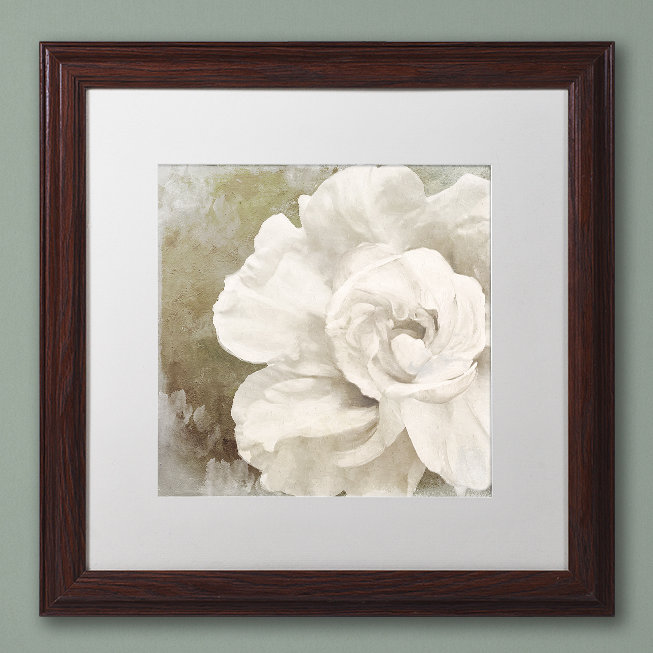 «Petals Impasto II» par Jadaya, reproduction d'art encadrée, H 11 po x l 14 po x P 0,5 po, Cadre brun, Blanc