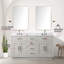Meuble-lavabo double 60 po en chêne blanc avec comptoir en marbre, robinet, miroir l 55 po x P 22 po
